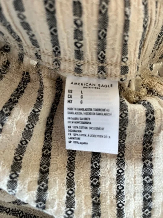 American Eagle Outfitters Cream and Black Striped Wide Leg Pants - Picture 6 of 7